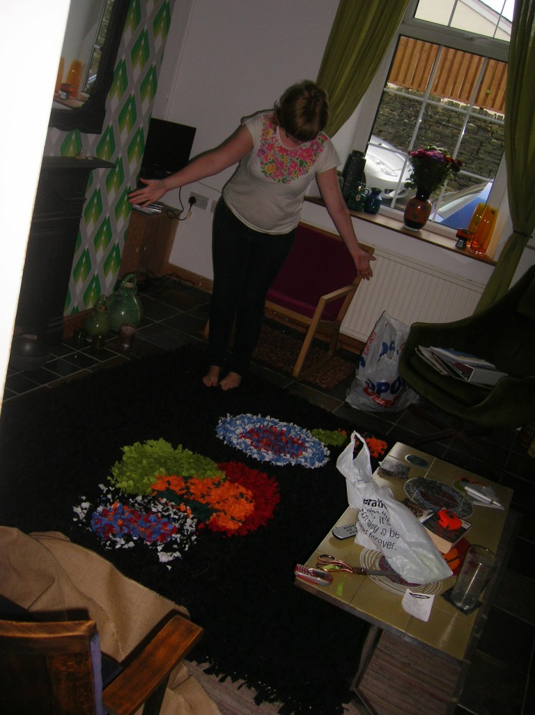 Me demoing the rug in situ...
