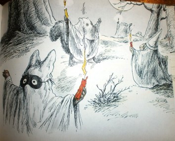 Each ghost - shaking a candle - began scaring the ghost figure ahead or behind.