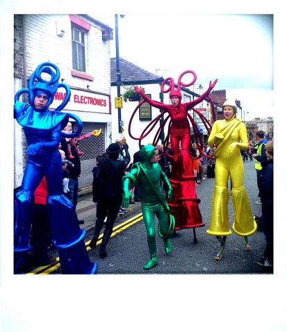 Stilt Walkers at the Olympic procession Ashton