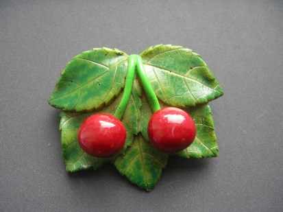 1950s Bakelite Cherries Brooch