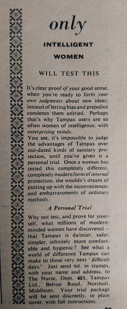 Tampax advert 1952